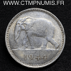 ,MONNAIE,CONGO,BELGE,50,FRANCS,ARGENT,1944,ELEPHANT,