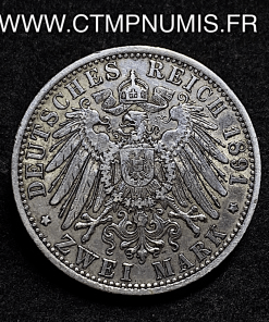 ,MONNAIE,ALLEMAGNE,BAVIERE,2,MARK,ARGENT,OTTO,1891,