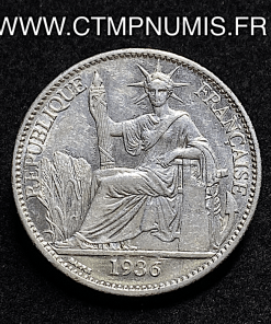 ,MONNAIE,INDOCHINE,50,CENT,ARGENT,1936,