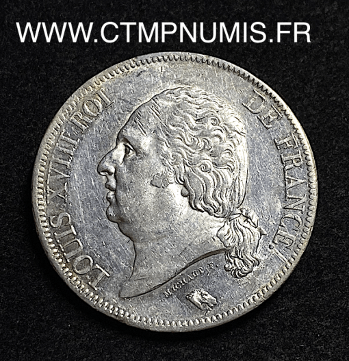 ,MONNAIE,ROYALE,LOUIS,XVIII,5,FRANCS,ARGENT,1822,PARIS,