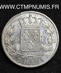 ,MONNAIE,ROYALE,LOUIS,XVIII,5,FRANCS,ARGENT,1822,PARIS,