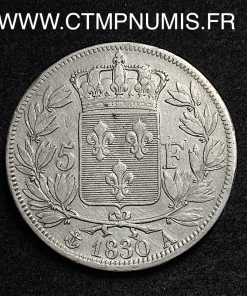 ,MONNAIE,ROYALE,CHARLES,X,5,FRANCS,ARGENT,1830,PARIS,TRANCHE,RELIEF,