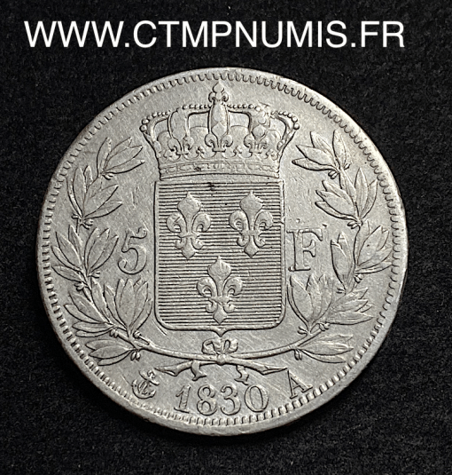 ,MONNAIE,ROYALE,CHARLES,X,5,FRANCS,ARGENT,1830,PARIS,TRANCHE,RELIEF,