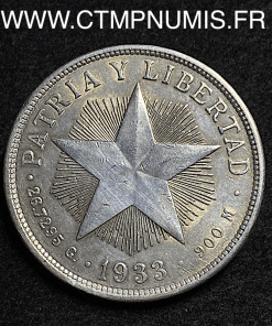 ,MONNAIE,CUBA,1,PESO,ARGENT,1933,