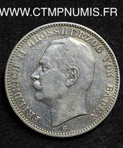 ,MONNAIE,ALLEMAGNE,BADEN,3,MARK,ARGENT,1910,