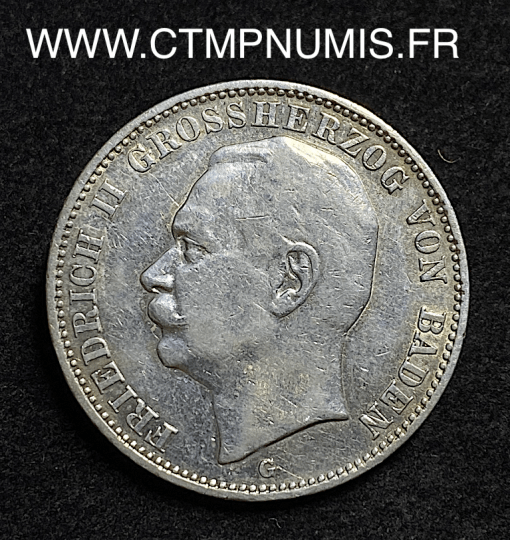 ,MONNAIE,ALLEMAGNE,BADEN,3,MARK,ARGENT,1910,