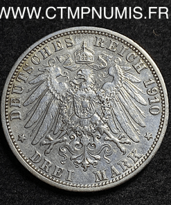 ,MONNAIE,ALLEMAGNE,BADEN,3,MARK,ARGENT,1910,