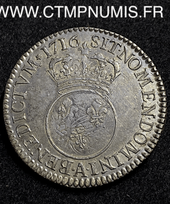 ,MONNAIE,ROYALE,LOUIS,XV,1/2,ECU,ARGENT,VERTUGADIN,1716,PARIS,