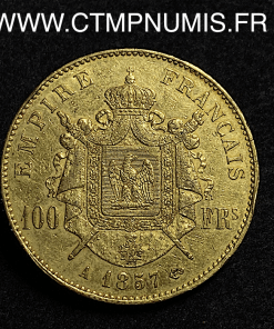 ,MONNAIE,EMPIRE,100,FRANCS,OR,NAPOLEON III,TETE,NUE,1857,PARIS,