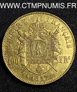 ,MONNAIE,EMPIRE,100,FRANCS,OR,NAPOLEON,III,TETE,NUE,1857,PARIS,
