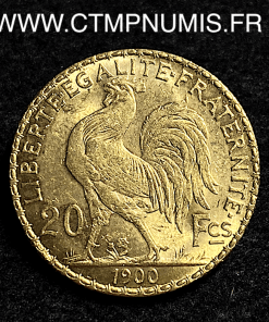 ,MONNAIE,20,FRANCS,OR,COQ,1900,