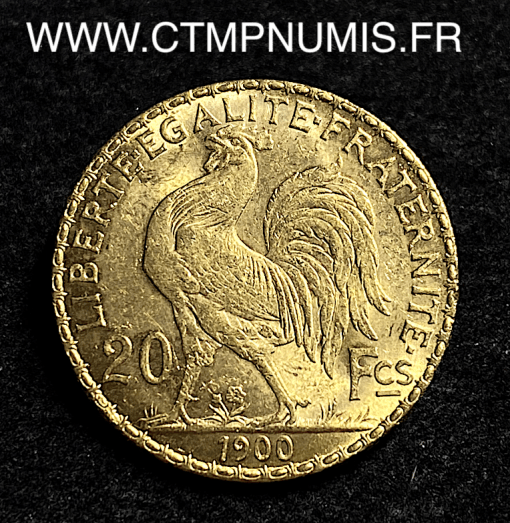 ,MONNAIE,20,FRANCS,OR,COQ,1900,