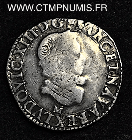 ,MONNAIE,ROYALE,LOUIS,XIII,1/2,FRANC,ARGENT,COL,FRAISE,1617,M,TOULOUSE,