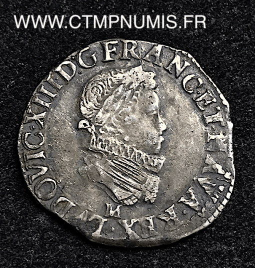 ,MONNAIE,ROYALE,LOUIS,XIII,1/2,FRANC,ARGENT,COL,FRAISE,1622,M,TOULOUSE,