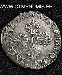 ,MONNAIE,ROYALE,LOUIS,XIII,1/2,FRANC,ARGENT,COL,FRAISE,1622,M,TOULOUSE,