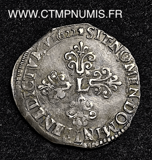 ,MONNAIE,ROYALE,LOUIS,XIII,1/2,FRANC,ARGENT,COL,FRAISE,1622,M,TOULOUSE,