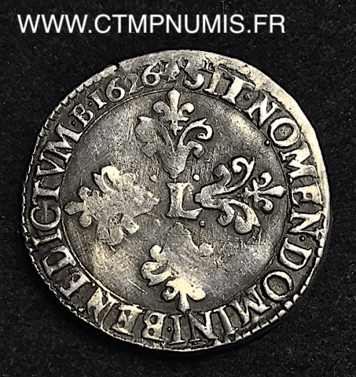 ,MONNAIE,ROYALE,LOUIS,XIII,1/2,FRANC,ARGENT,COL,FRAISE,1626,M,TOULOUSE,