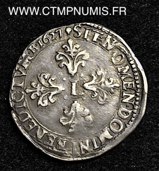 ,MONNAIE,ROYALE,LOUIS,XIII,1/2,FRANC,ARGENT,COL,PLAT,1627,M,TOULOUSE,