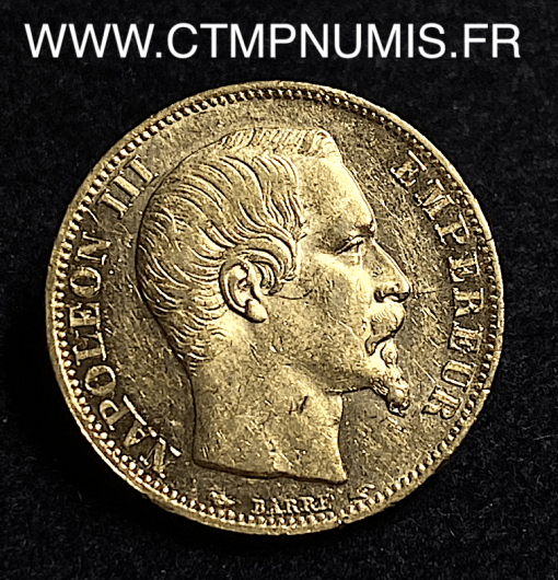 ,MONNAIE,EMPIRE,20,FRANCS,OR,NAPOLEON,III,TETE,NUE,1853,PARIS,