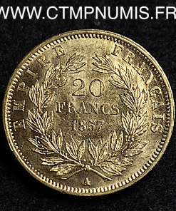 ,MONNAIE,EMPIRE,20,FRANCS,OR,NAPOLEON,III,TETE,NUE,1857,PARIS,