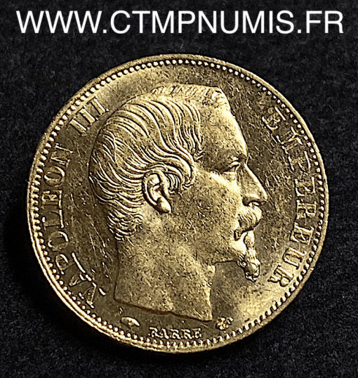 ,MONNAIE,EMPIRE,20,FRANCS,OR,NAPOLEON,III,TETE,NUE,1857,PARIS,