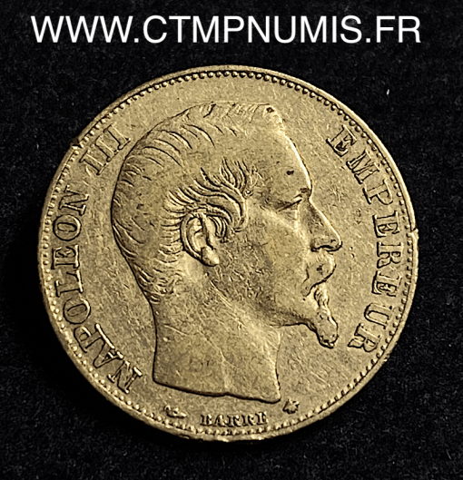 ,MONNAIE,EMPIRE,20,FRANCS,OR,NAPOLEON,III,TETE,NUE,1855,BB,STRASBOURG,CHIEN,