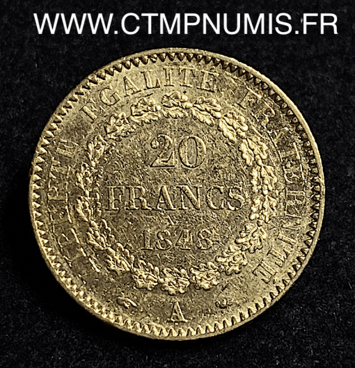 ,MONNAIE,II°,REPUBLIQUE,20,FRANCS,OR,GENIE,1848,PARIS,