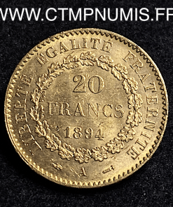 ,MONNAIE,III°,REPUBLIQUE,20,FRANCS,OR,GENIE,1894,PARIS,