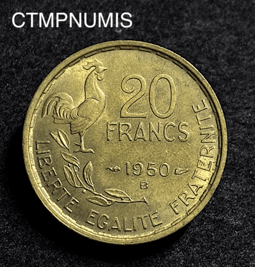 ,MONNAIE,20,FRANCS,GEORGES,GUIRAUD,1950,B,4,PLUMES,