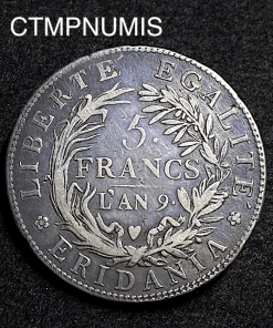 ,MONNAIE,ITALIE,REPUBLIQUE,SUBALPINE,5,FRANCS,ARGENT,AN,9,TURIN,