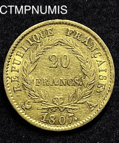 ,MONNAIE,REPUBLIQUE,20,FRANCS,OR,NAPOLEON,EMPEREUR,1807,PARIS,