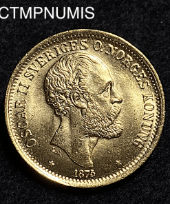 ,MONNAIE,SUEDE,20,KRONOR,OR,OSCAR,1875,