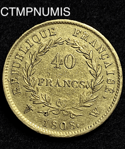 ,MONNAIE,REPUBLIQUE,40,FRANCS,OR,NAPOLEON,EMPEREUR,1808,W,LILLE,