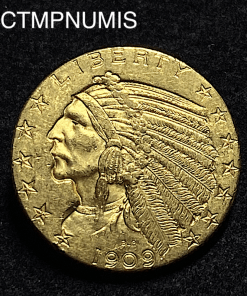 ,MONNAIE,ETATS,UNIS,5,DOLLAR,OR,SIOUX,1909,INDIEN,