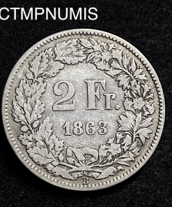 ,MONNAIE,SUISSE,2,FRANCS,ARGENT,1863,B,BERNE,
