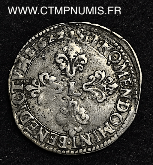 ,MONNAIE,ROYALE,LOUIS,XIII,1/2,FRANC,ARGENT,COL,PLAT,1629,M,TOULOUSE,