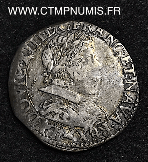 ,MONNAIE,ROYALE,LOUIS,XIII,1/2,FRANC,ARGENT,COL,PLAT,1630,M,TOULOUSE,