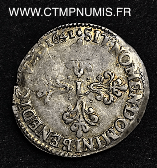 ,MONNAIE,ROYALE,LOUIS,XIII,1/2,FRANC,ARGENT,COL,PLAT,1641,M,TOULOUSE,