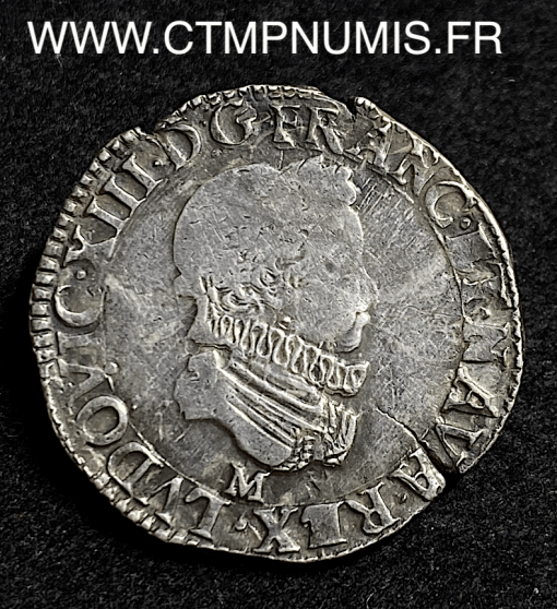 ,MONNAIE,ROYALE,LOUIS,XIII,1/2,FRANC,ARGENT,COL,FRAISE,1611,M,TOULOUSE,