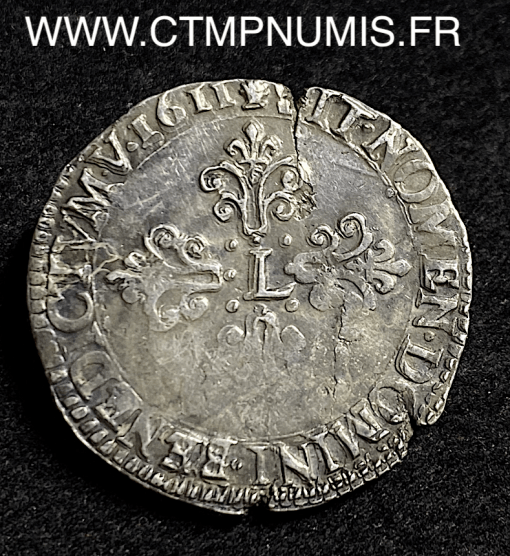 ,MONNAIE,ROYALE,LOUIS,XIII,1/2,FRANC,ARGENT,COL,FRAISE,1611,M,TOULOUSE,