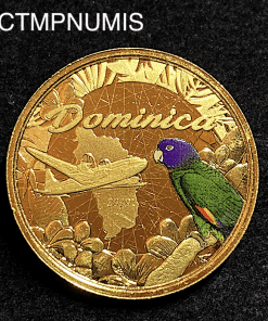 ,MONNAIE,DOMINIQUE,CARAIBES,10,DOLLAR,OR,BICOLORE,PERROQUET,2019,ONCE,