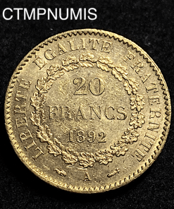 ,MONNAIE,REPUBLIQUE,20,FRANCS,OR,GENIE,1892,PARIS,