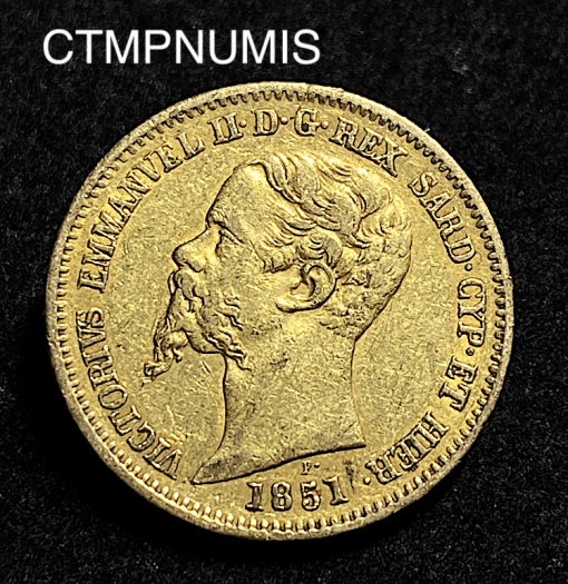 ,MONNAIE,ITALIE,20,LIRE,OR,VICTOR,EMMANUEL,1851,GENES,