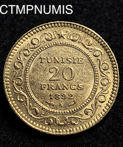 ,MONNAIE,TUNISIE,20,FRANCS,,OR,COLONIE,FRANCAISE,1892,1309,PARIS,
