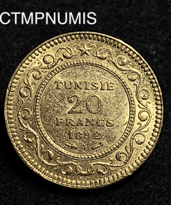,MONNAIE,TUNISIE,20,FRANCS,OR,COLONIE,FRANCAISE,1892,1310,PARIS,