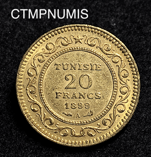 ,MONNAIE,TUNISIE,20,FRANCS,OR,1899,1316,COLONIE,FRANCAISE,