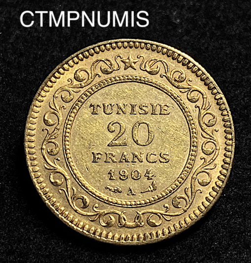 ,MONNAIE,TUNISIE,20,FRANCS,OR,1904,1322,COLONIE,FRANCAISE,