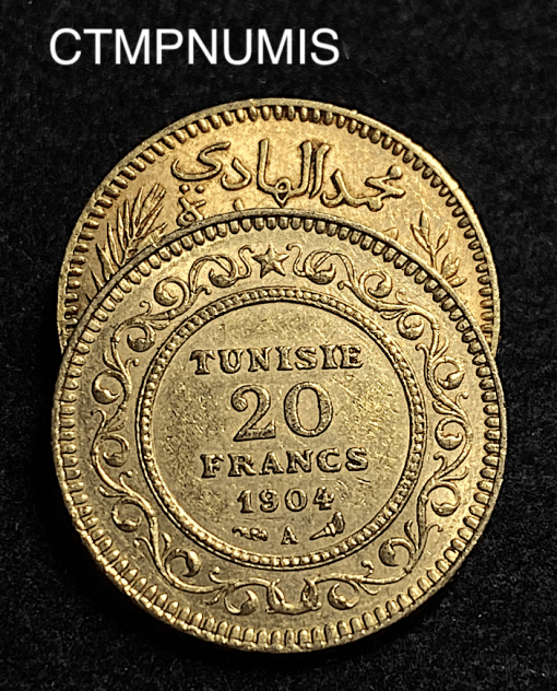 ,MONNAIE,TUNISIE,20,FRANCS,OR,1904,1322,COLONIE,FRANCAISE,