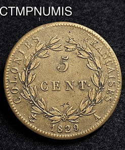 ,MONNAIE,GUYANE,5,CENTIMES,CHARLES,X,1829,COLONIE,FRANCAISE,