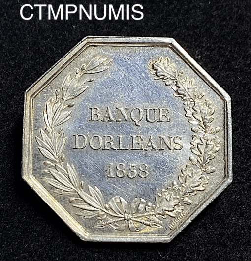 ,JETON,ARGENT,LOUIS,PHILIPPE,BANQUE,ORLEANS,1838,